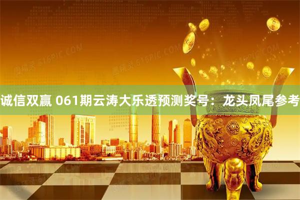 诚信双赢 061期云涛大乐透预测奖号：龙头凤尾参考